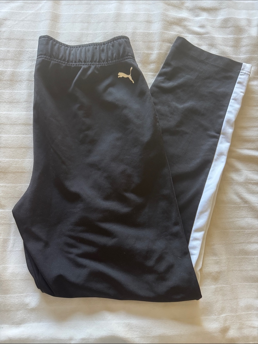 Puma Men’s Contrast 2.0 Pants Black with White Side Panels size L - Picture 9 of 12